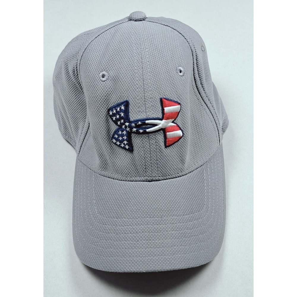 Under Armour Hat Cap Fitted Adult Large Gray USA Flag OSFM‎